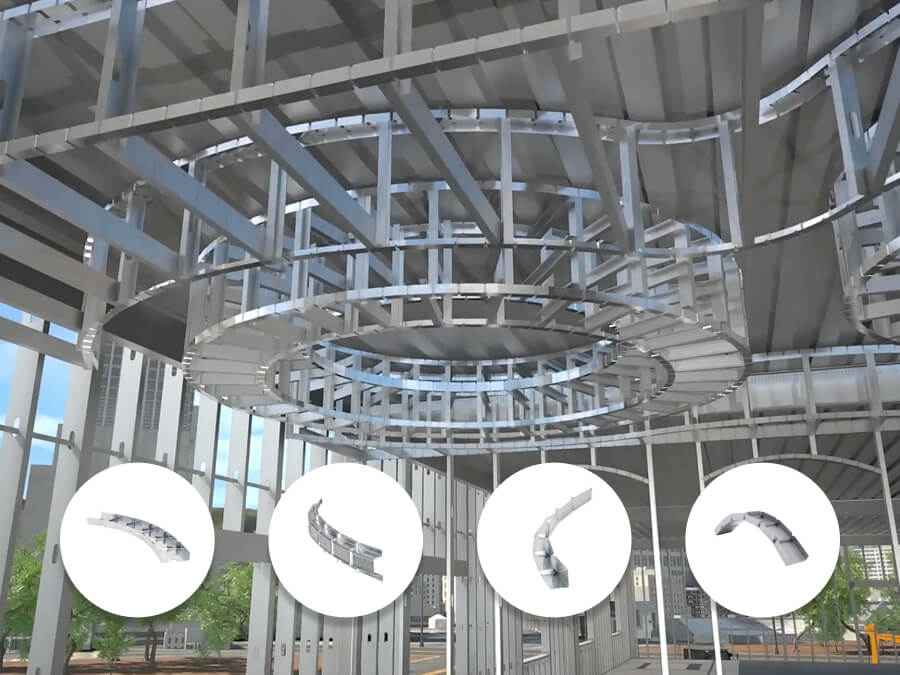 Rendering of curved framing products.