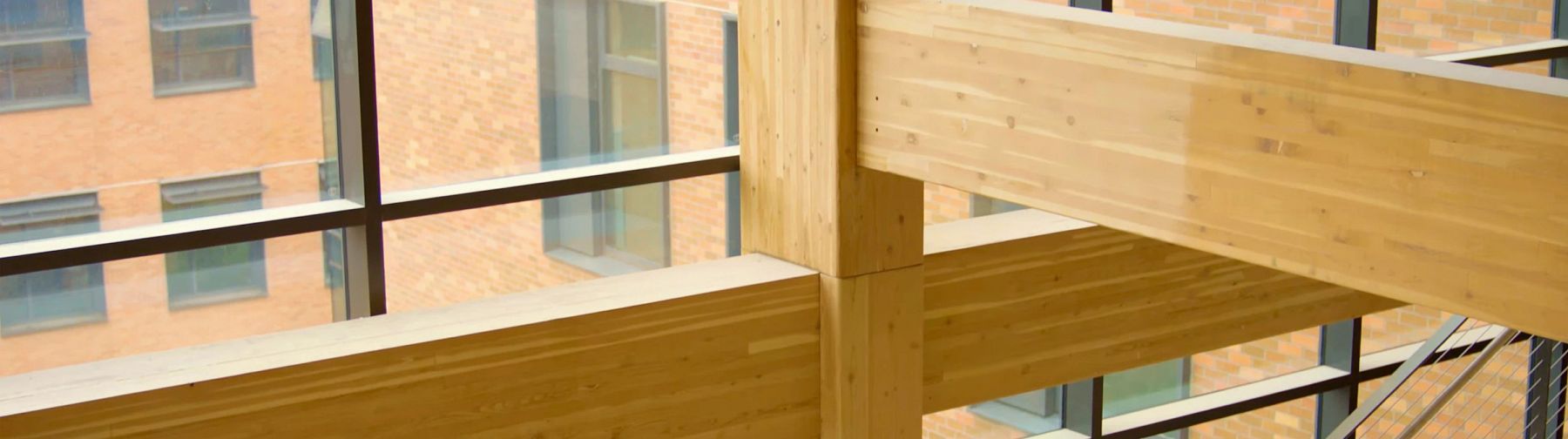 Wooden beams and windows.