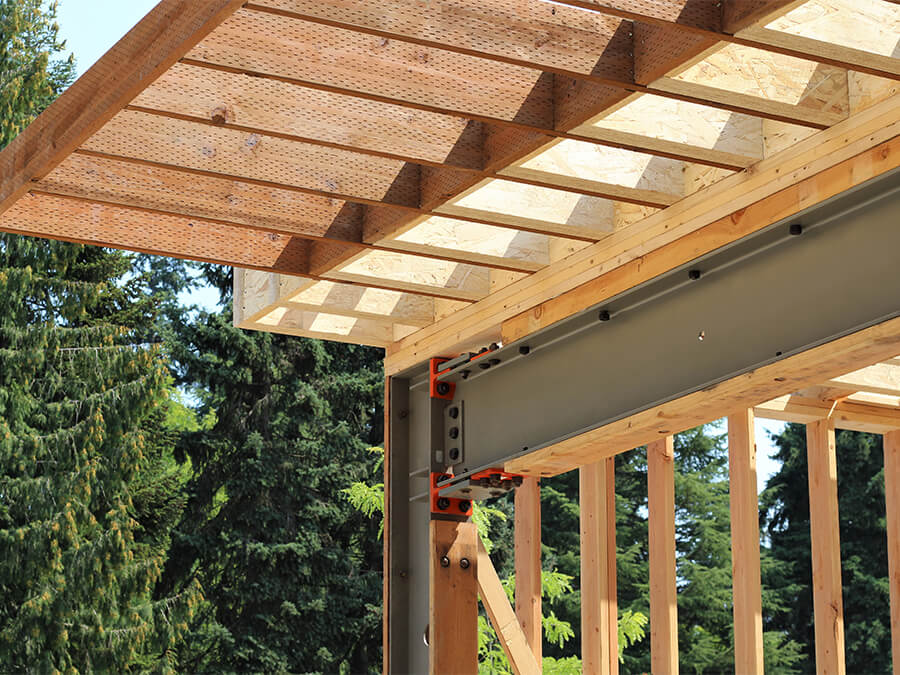 Yield-Link steel construction installed for residential construction.