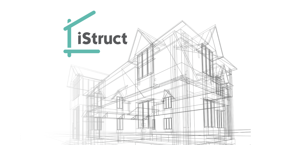 iStruct logo and line drawing of a house.