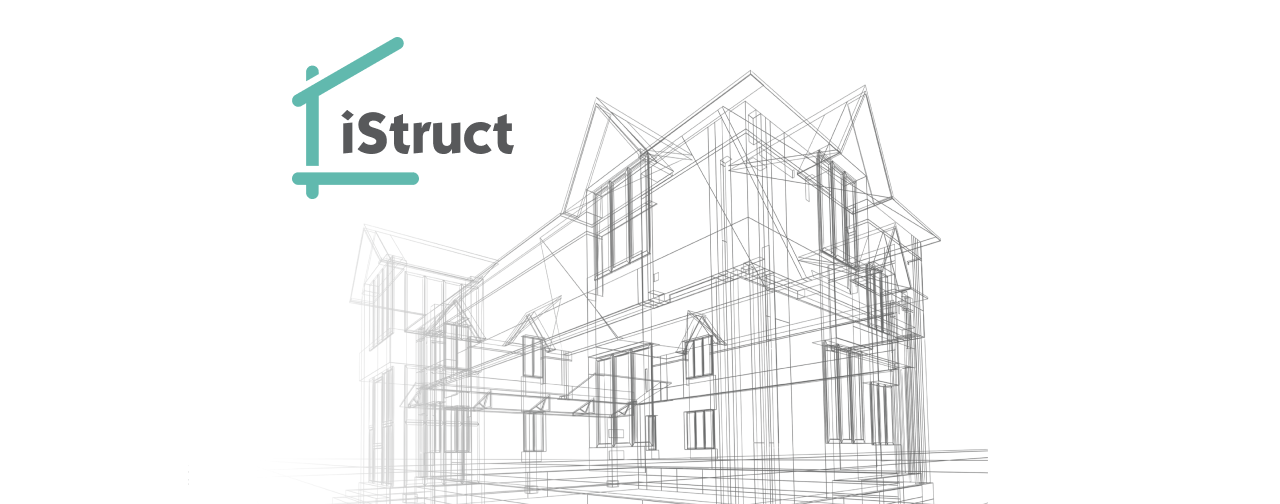 iStruct logo and line drawing of a house.