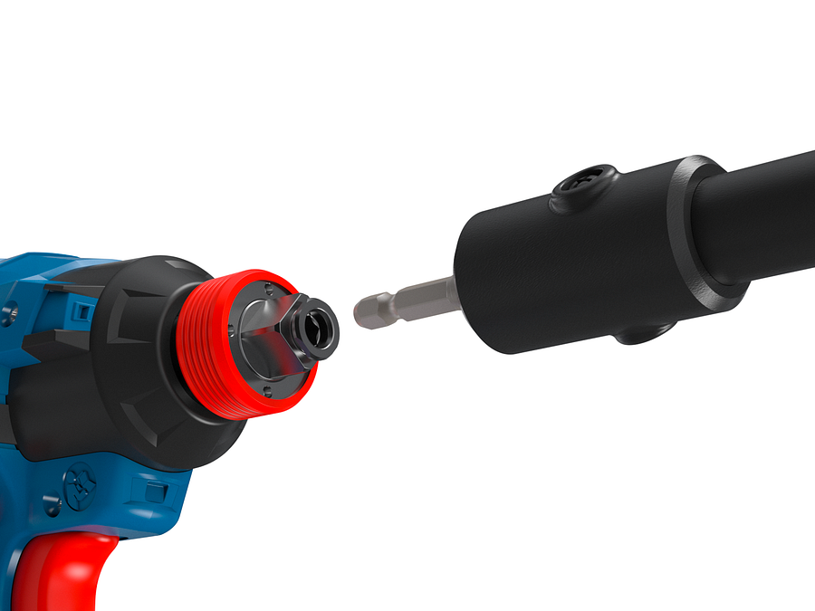 Attach to any drill or impact driver — even cordless.