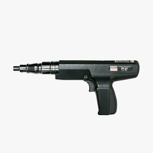 Simpson Strong-Tie PT-27 powder-actuated fastening tool with black handle and steel barrel, designed for concrete and steel applications.